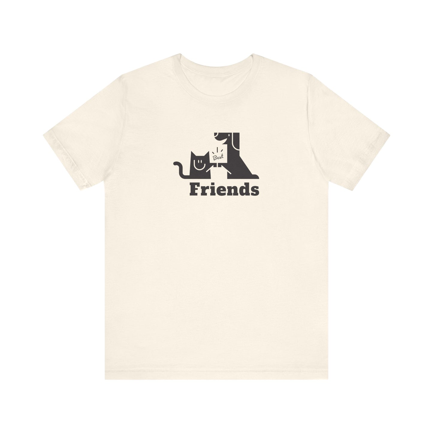 Cat & Dog Hi-5 Each Other Best Friends Black Print Unisex Jersey Short Sleeve Tee