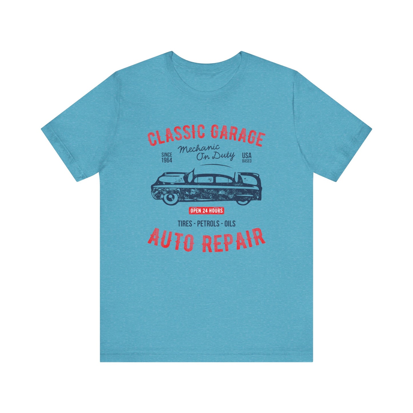 Unisex Jersey Short Sleeve Tee Classic Garage Auto Repair Red Print