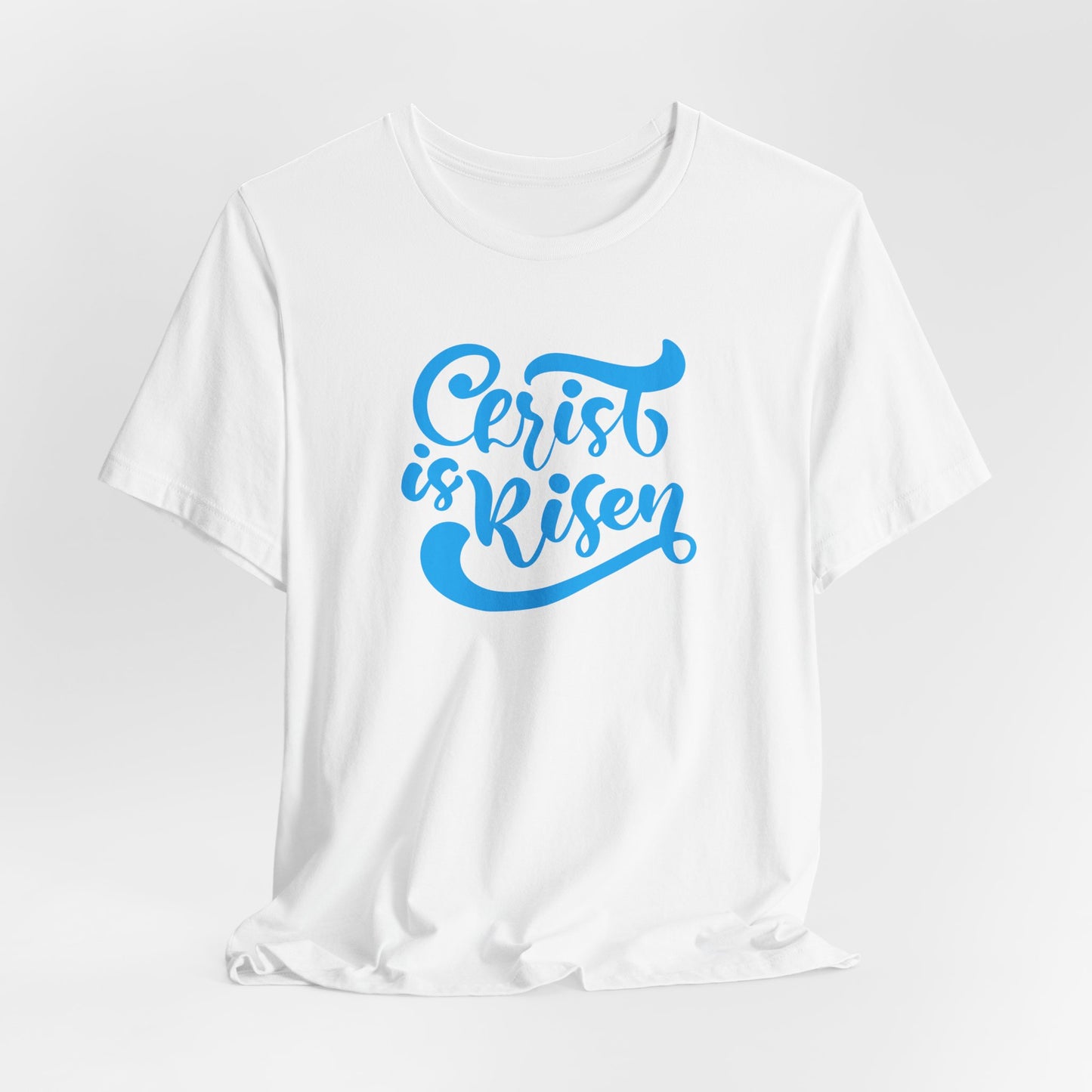 Christ is Risen Blue Print Unisex Jersey Short Sleeve Tee