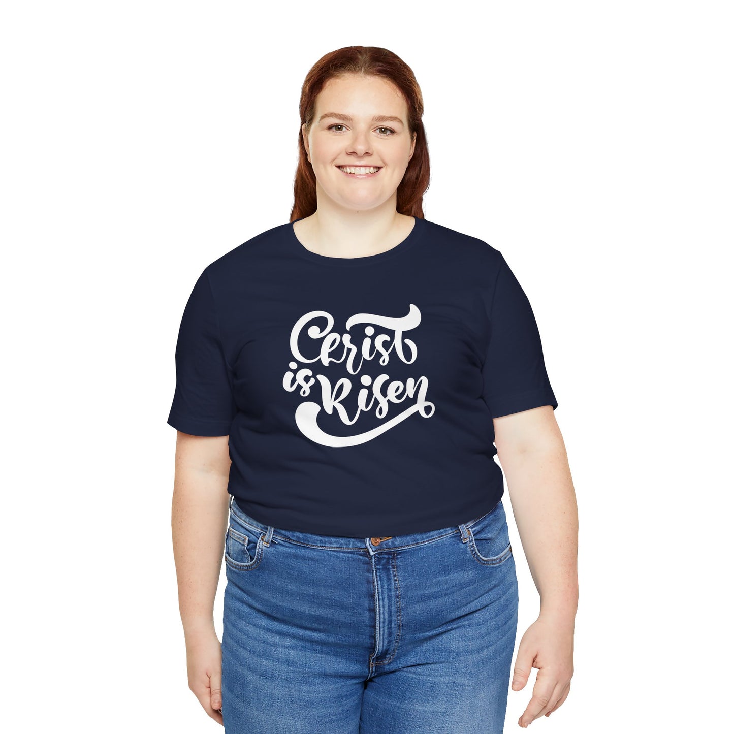 Christ is Risen White Print Unisex Jersey Short Sleeve Tee