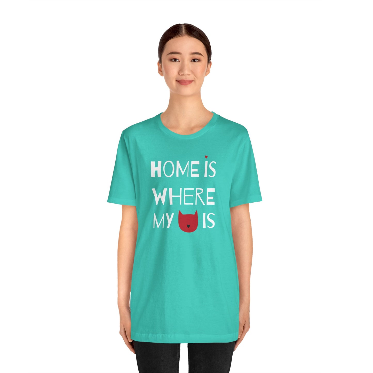 Home Is Where My Cat Is Unisex Jersey Short Sleeve Tee