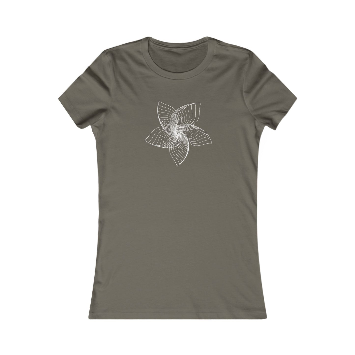 Women's Favorite T-Shirt "Geometric Petal Play" Whimsical 5-Petal Flower White Print