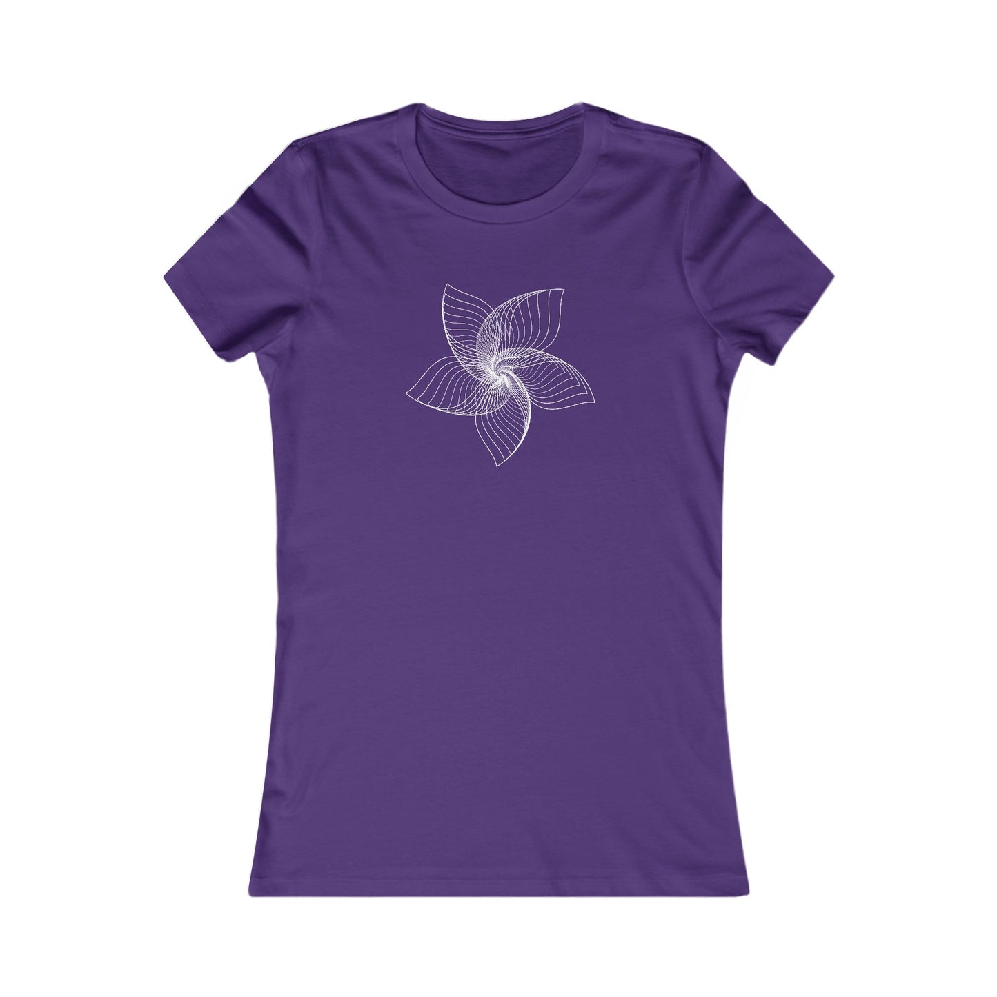 Women's Favorite T-Shirt "Geometric Petal Play" Whimsical 5-Petal Flower White Print