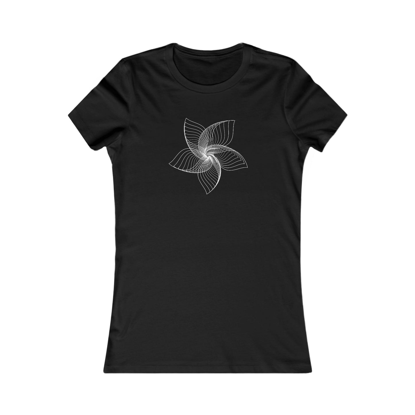 Women's Favorite T-Shirt "Geometric Petal Play" Whimsical 5-Petal Flower White Print