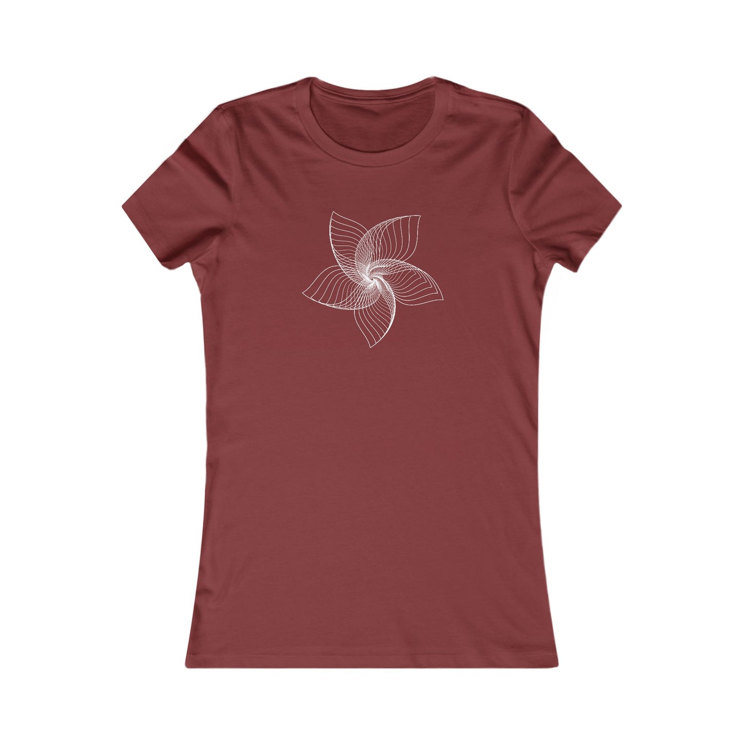 Women's Favorite T-Shirt "Geometric Petal Play" Whimsical 5-Petal Flower White Print