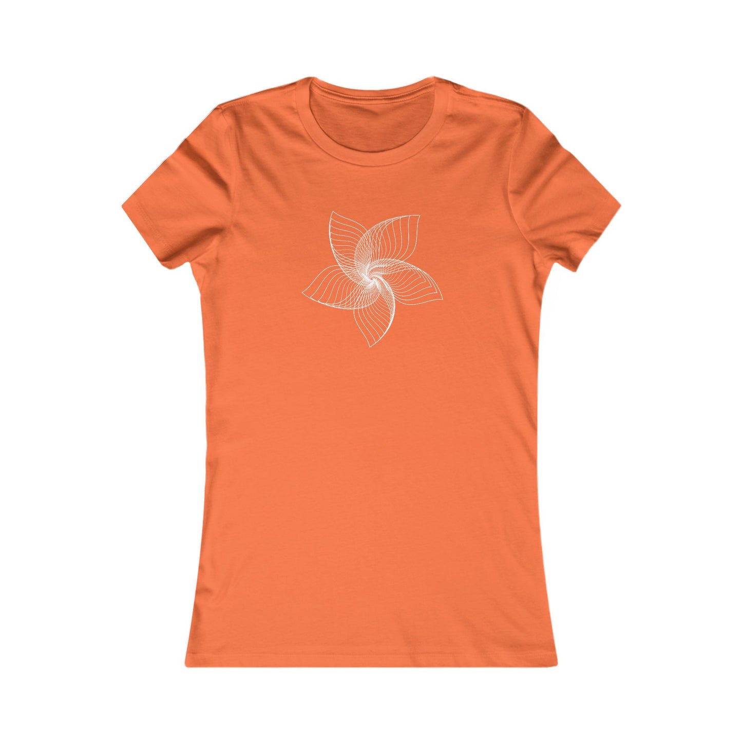 Women's Favorite T-Shirt "Geometric Petal Play" Whimsical 5-Petal Flower White Print