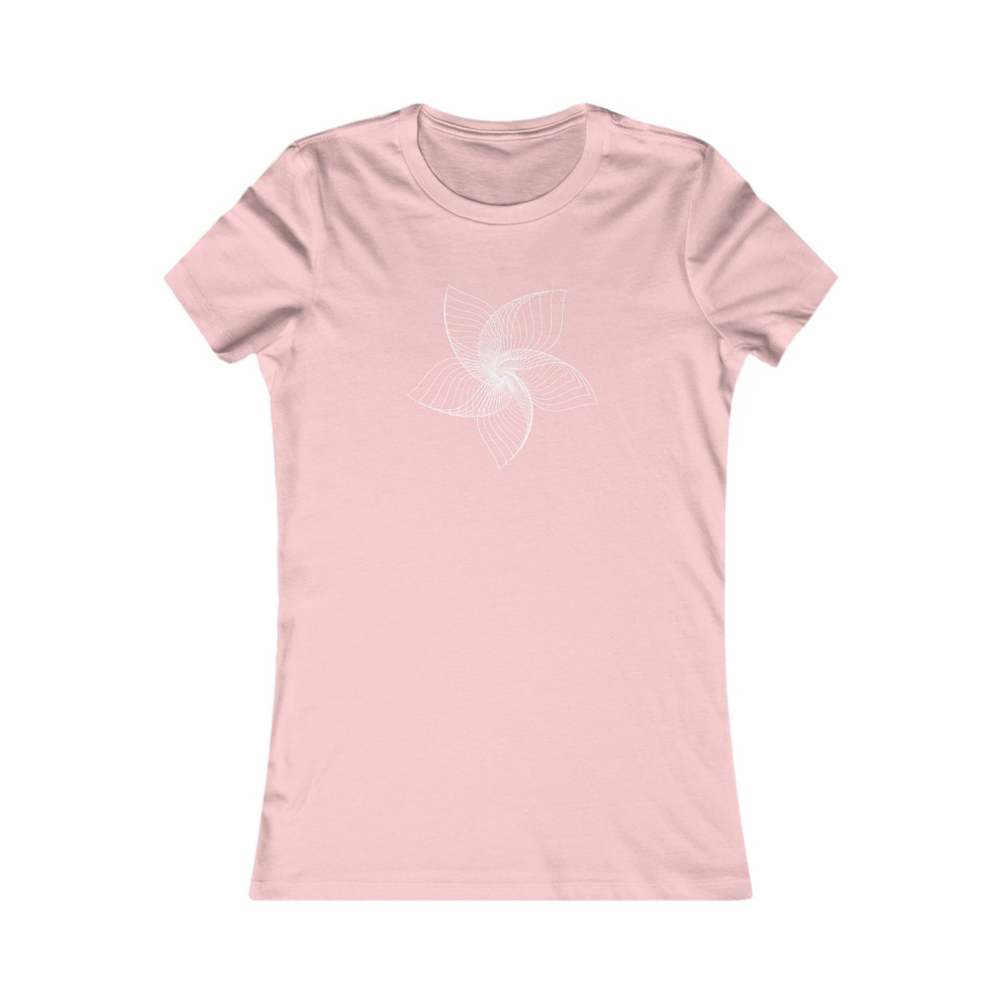 Women's Favorite T-Shirt "Geometric Petal Play" Whimsical 5-Petal Flower White Print