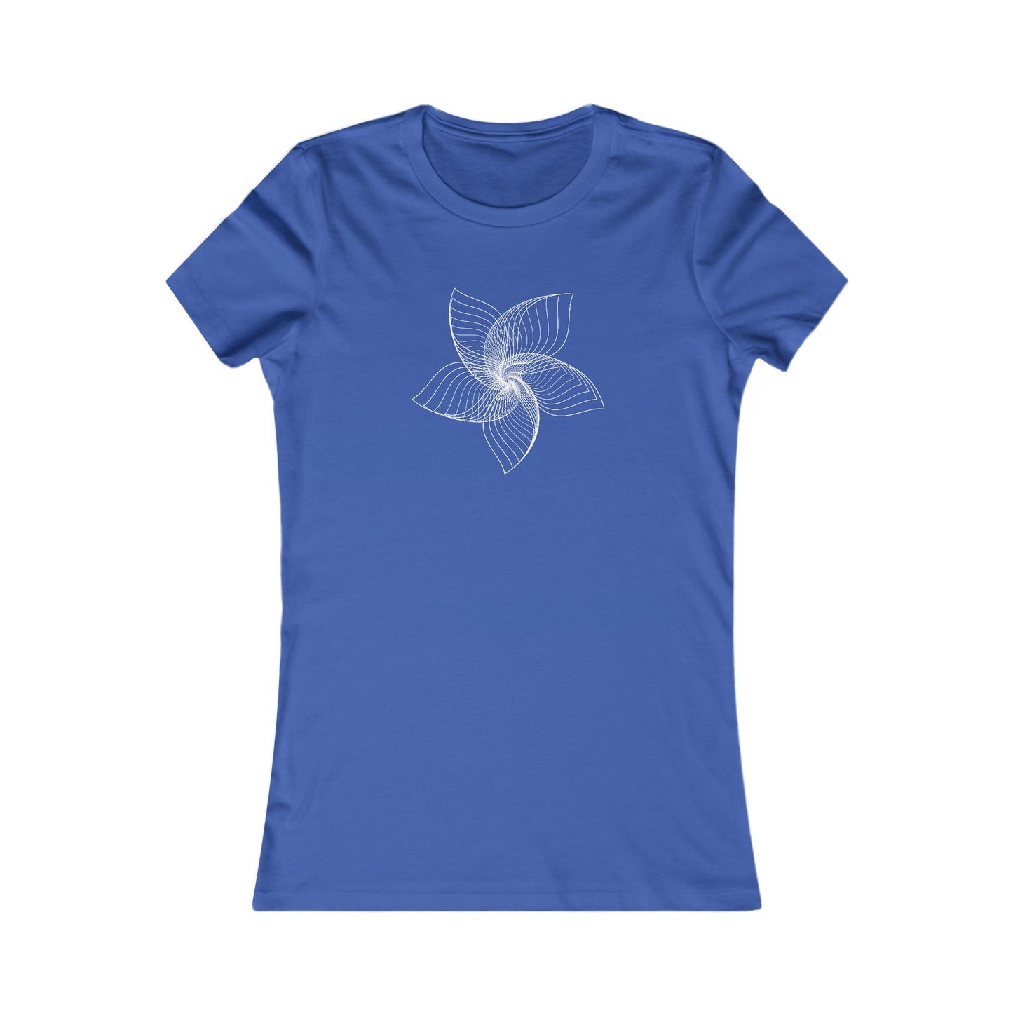 Women's Favorite T-Shirt "Geometric Petal Play" Whimsical 5-Petal Flower White Print