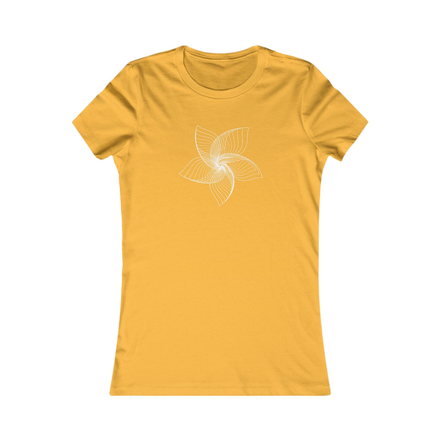 Women's Favorite T-Shirt "Geometric Petal Play" Whimsical 5-Petal Flower White Print