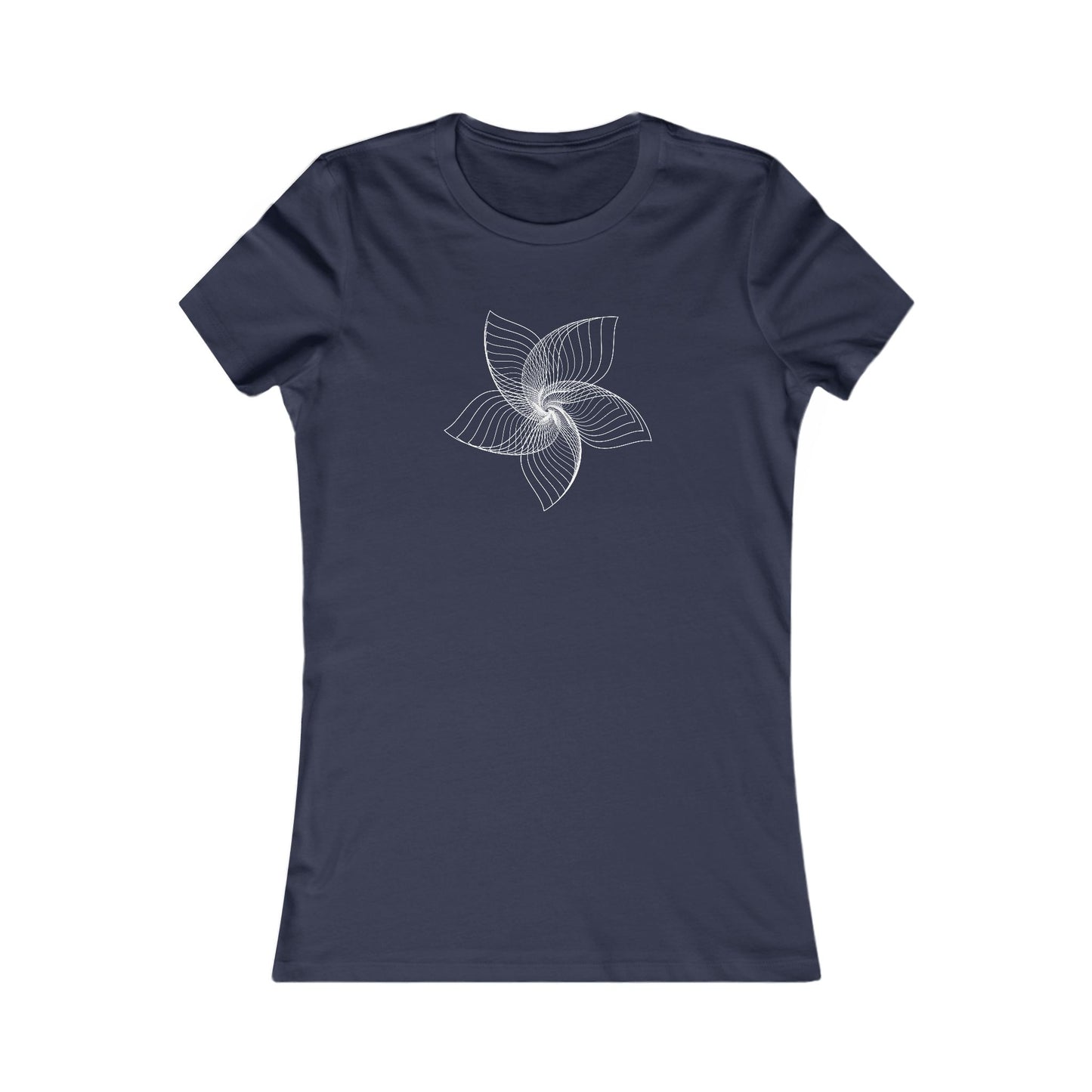 Women's Favorite T-Shirt "Geometric Petal Play" Whimsical 5-Petal Flower White Print