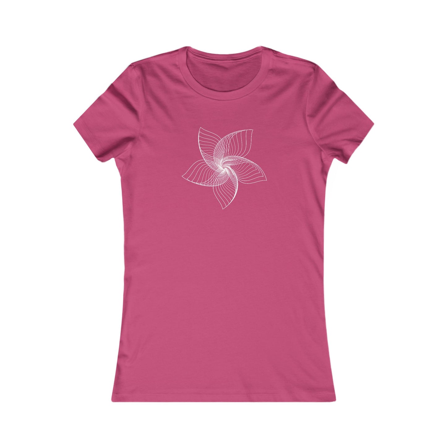 Women's Favorite T-Shirt "Geometric Petal Play" Whimsical 5-Petal Flower White Print
