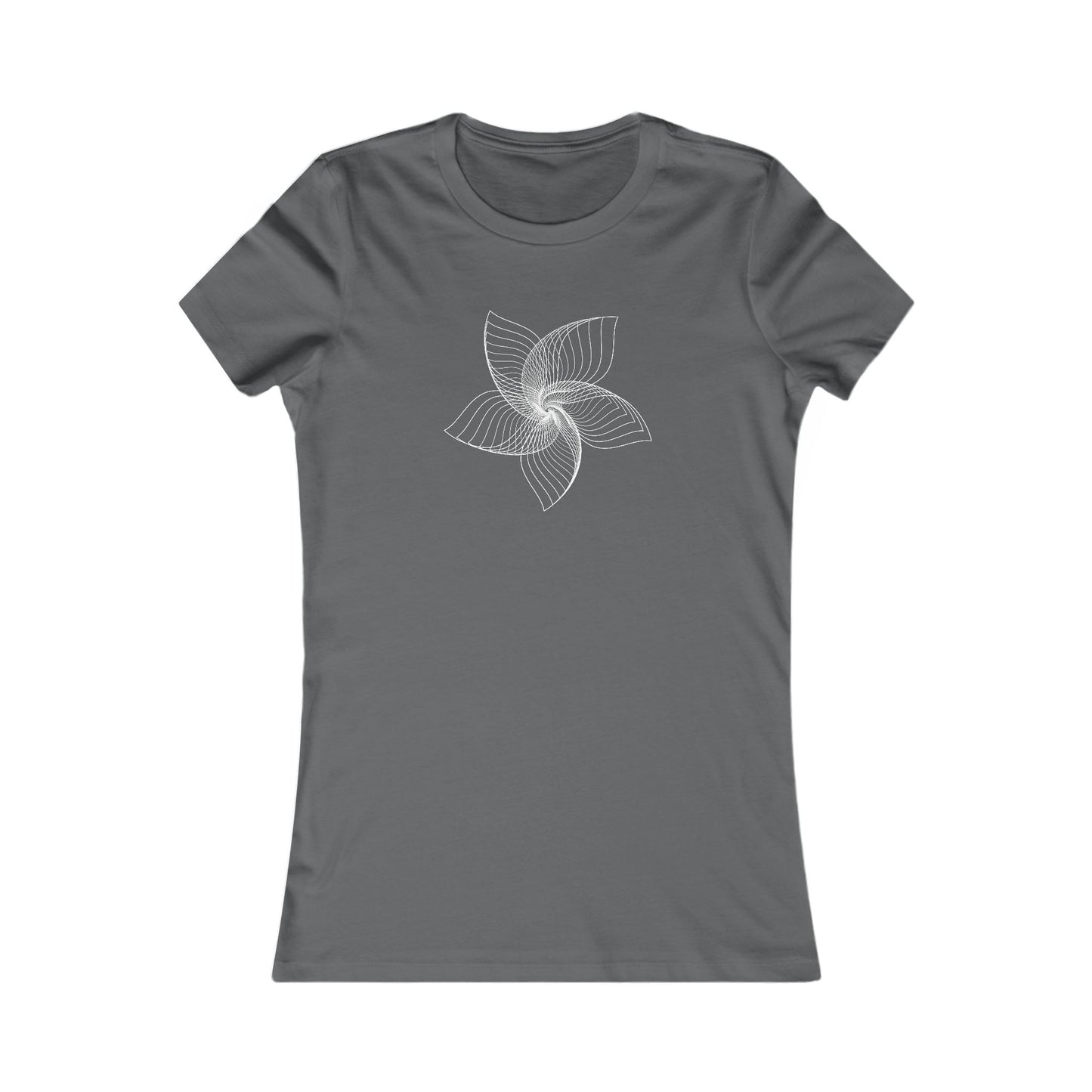Women's Favorite T-Shirt "Geometric Petal Play" Whimsical 5-Petal Flower White Print