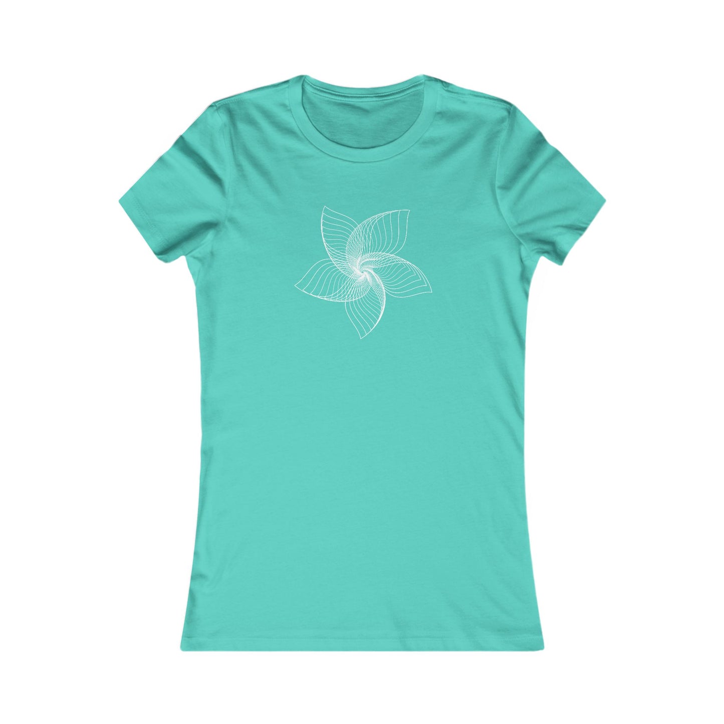 Women's Favorite T-Shirt "Geometric Petal Play" Whimsical 5-Petal Flower White Print
