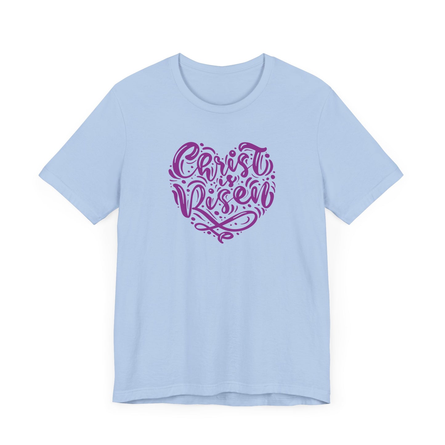 Christ is Risen Heart Shaped Purple Print Unisex Jersey Short Sleeve Tee