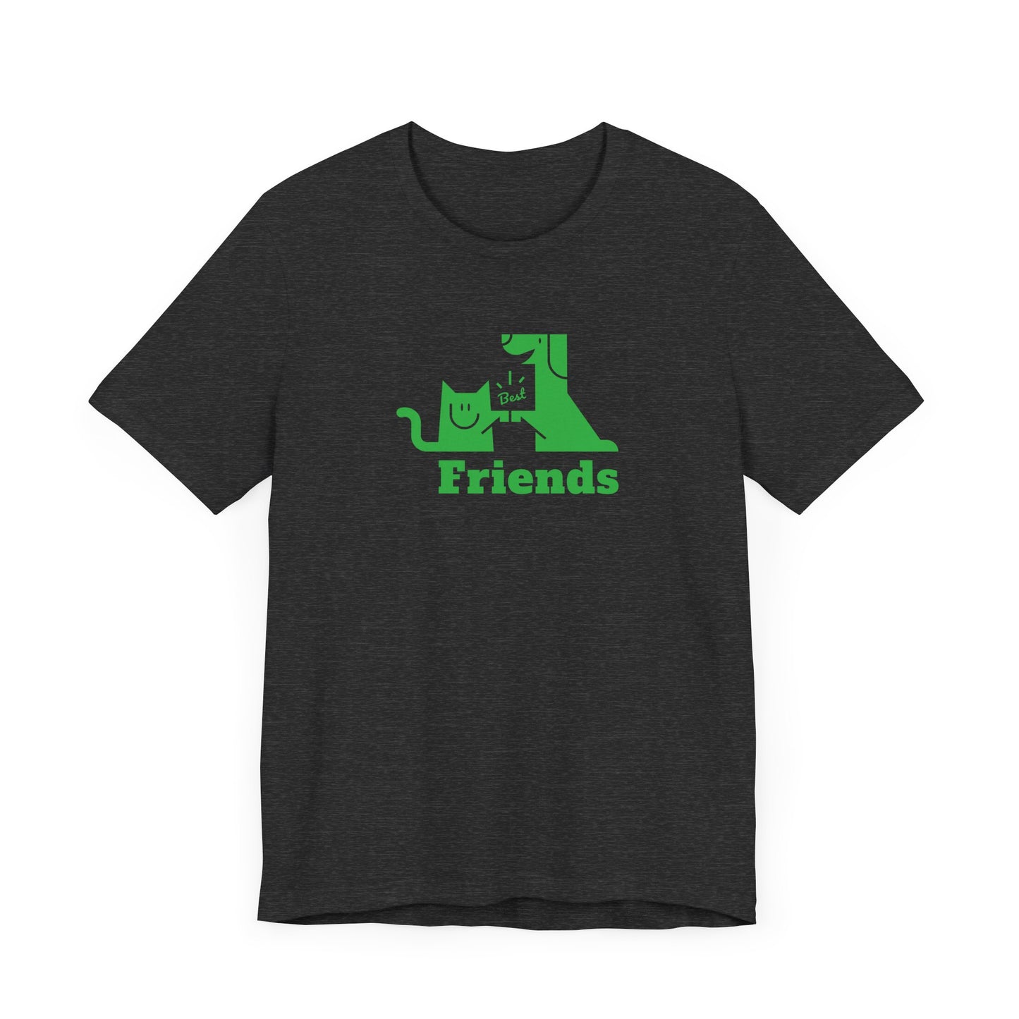Cat & Dog Hi-5 Each Other Best Friends Green Print Unisex Jersey Short Sleeve Tee