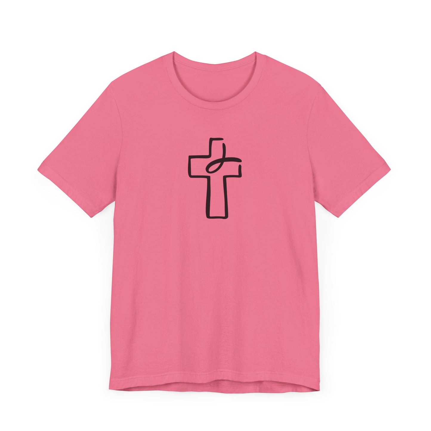 Crucifix Ichthys "Jesus Fish" Black Print Unisex Jersey Short Sleeve Tee
