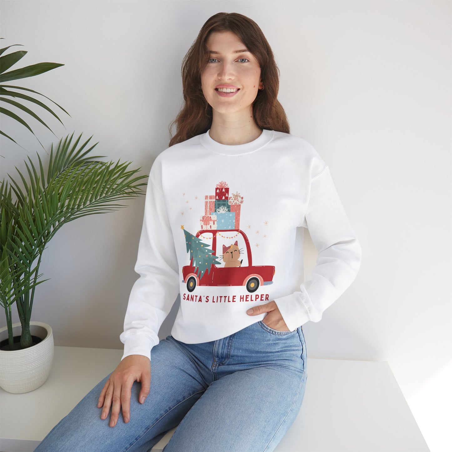 Santa's Little Helper Cat Driving πππ± Unisex Heavy Blend Crewneck Sweatshirt