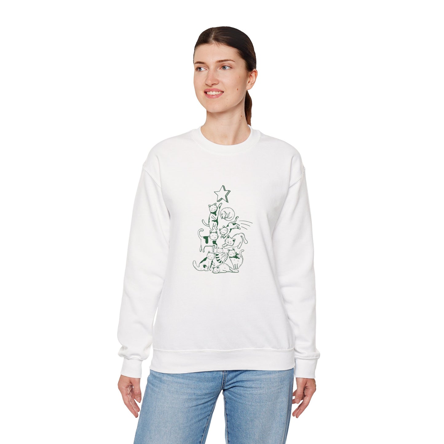 Cat Christmas Tree Design ππΎβ¨ Unisex Heavy Blend Crewneck Sweatshirt