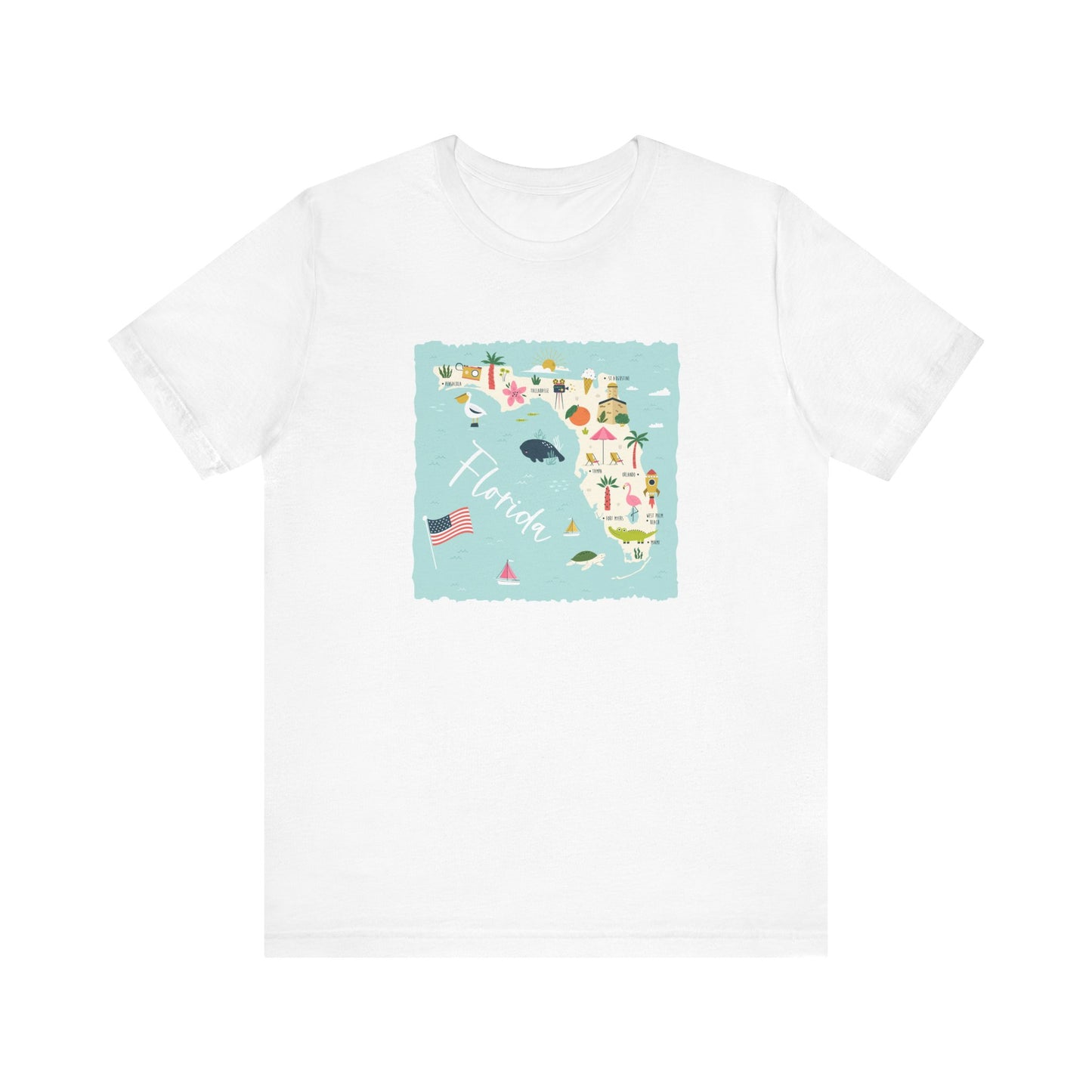 Florida Fun Map Unisex Jersey Short Sleeve Tee