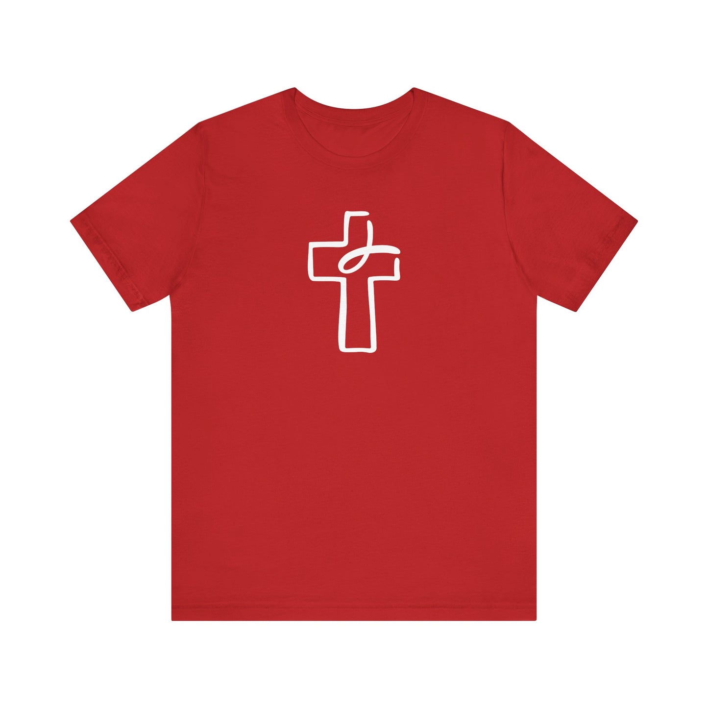 Crucifix Ichthys "Jesus Fish" White Print Unisex Jersey Short Sleeve Tee