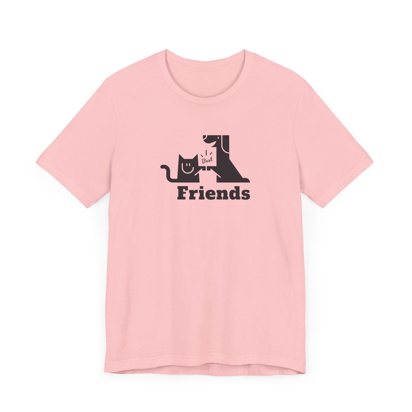 Cat & Dog Hi-5 Each Other Best Friends Black Print Unisex Jersey Short Sleeve Tee