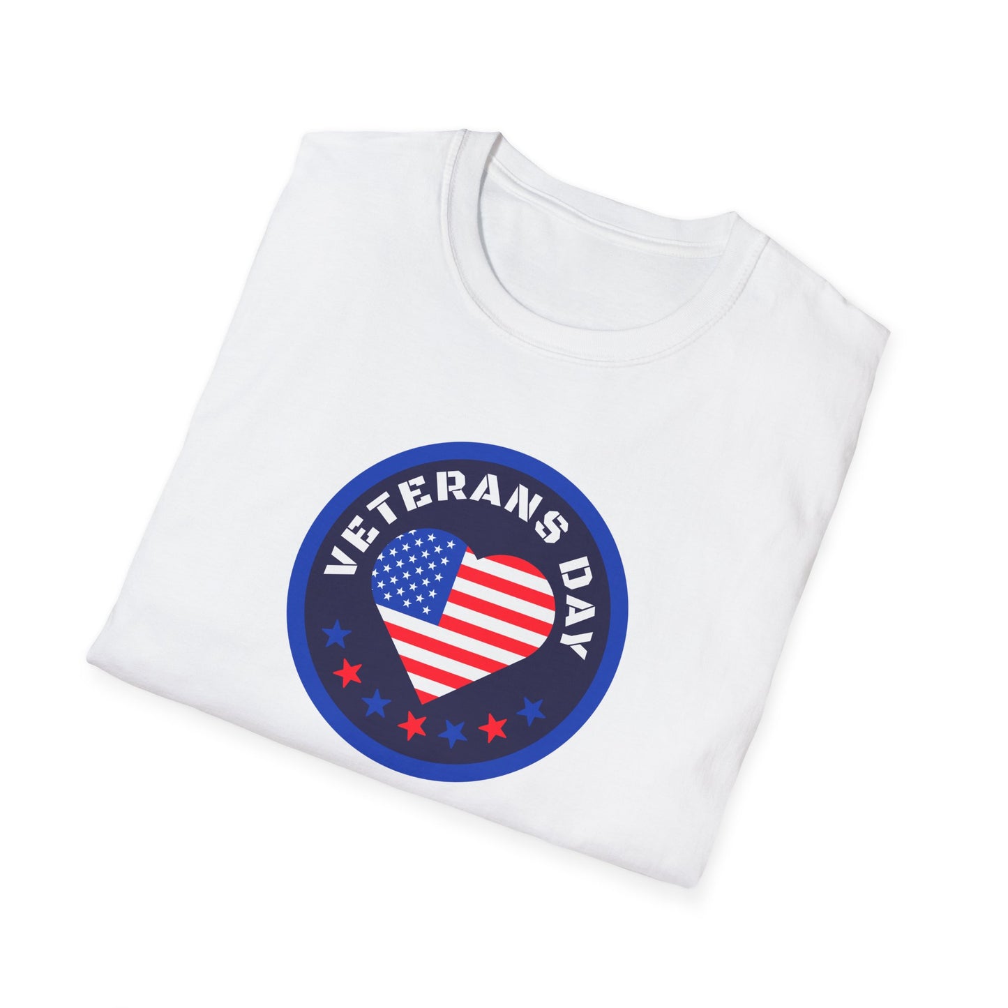 Veterans Day Unisex Softstyle T-Shirt - Patriotic Heart Design