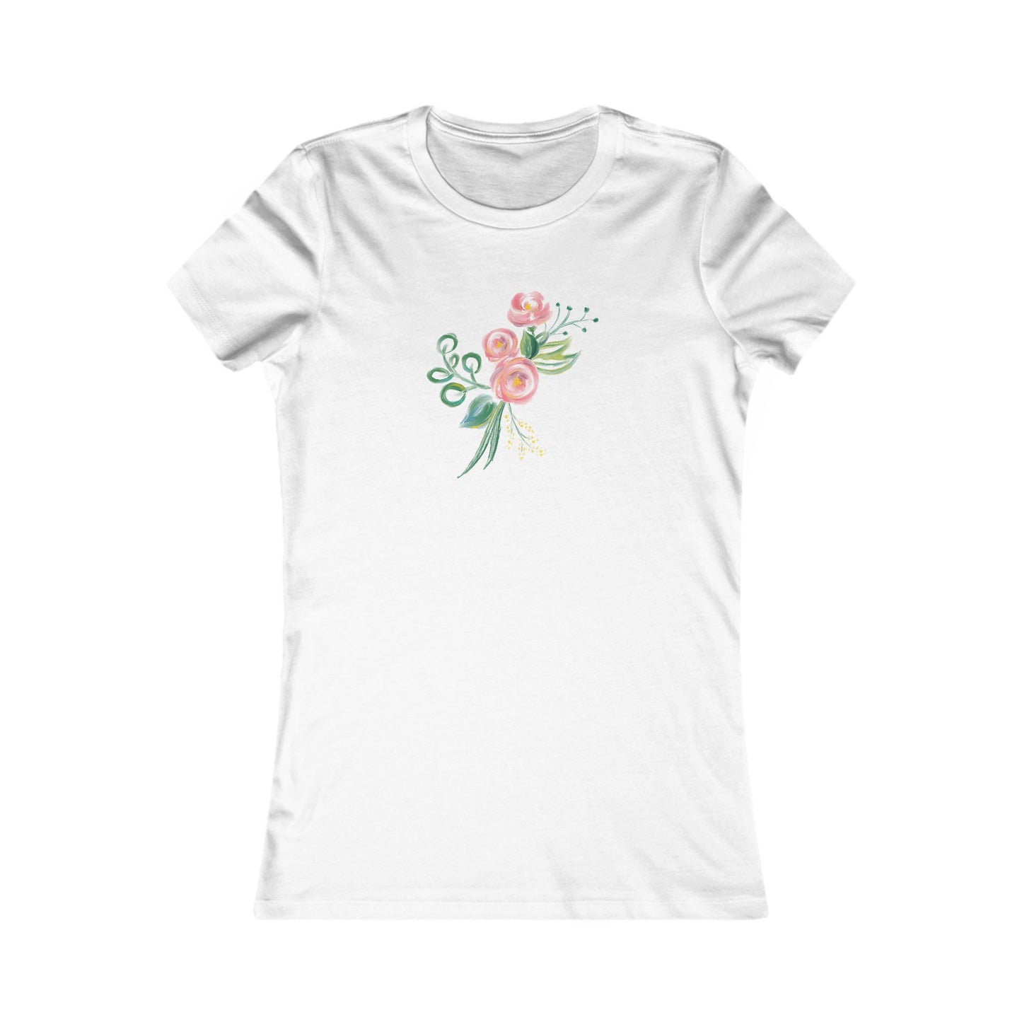 Women's Favorite T-Shirt "Pink Petal Parade" Charming Watercolor Bouquet