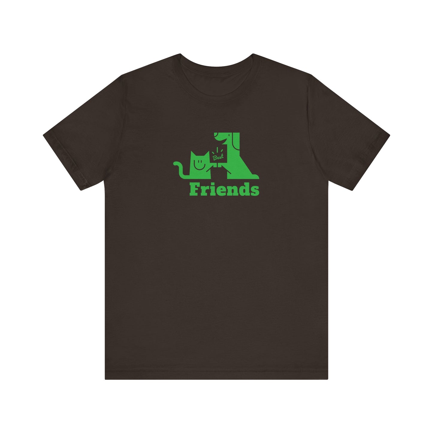 Cat & Dog Hi-5 Each Other Best Friends Green Print Unisex Jersey Short Sleeve Tee