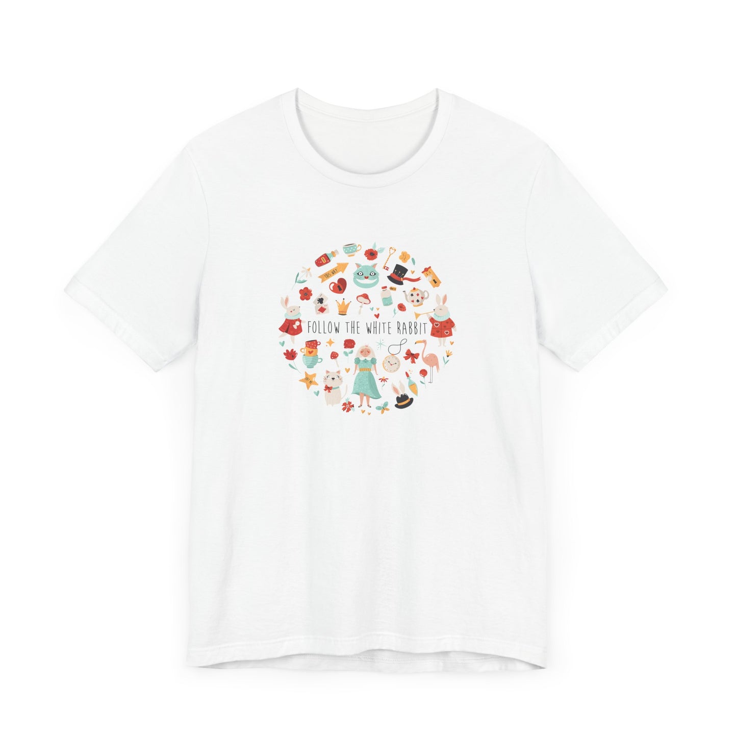 Follow The White Rabbit Alice In Wonderland Inspired Unisex Jersey Short Sleeve Tee