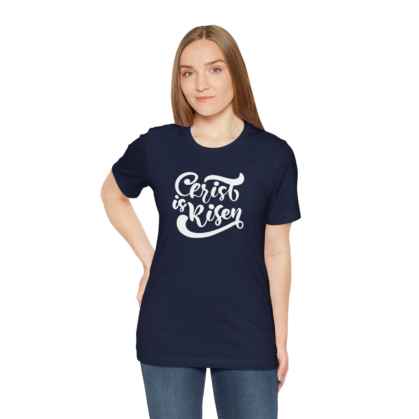 Christ is Risen White Print Unisex Jersey Short Sleeve Tee