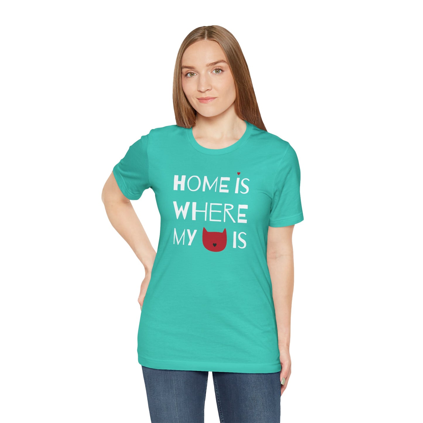 Home Is Where My Cat Is Unisex Jersey Short Sleeve Tee