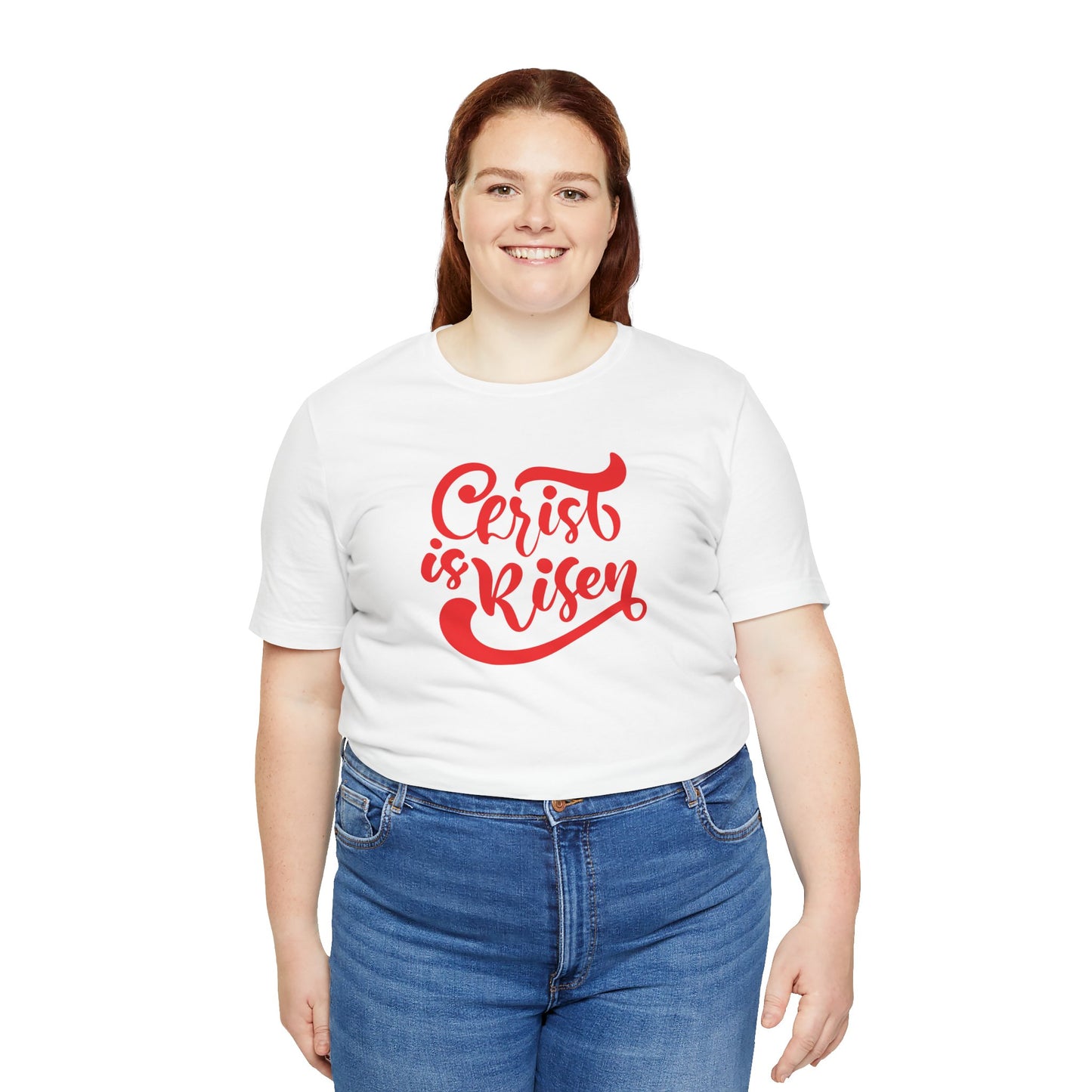 Christ is Risen Red Print Unisex Jersey Short Sleeve Tee