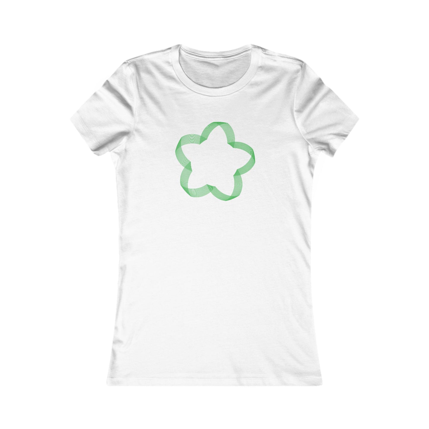 Women's Favorite T-Shirt "Geometric Petal Play" Whimsical 5-Petal Flower Green Print