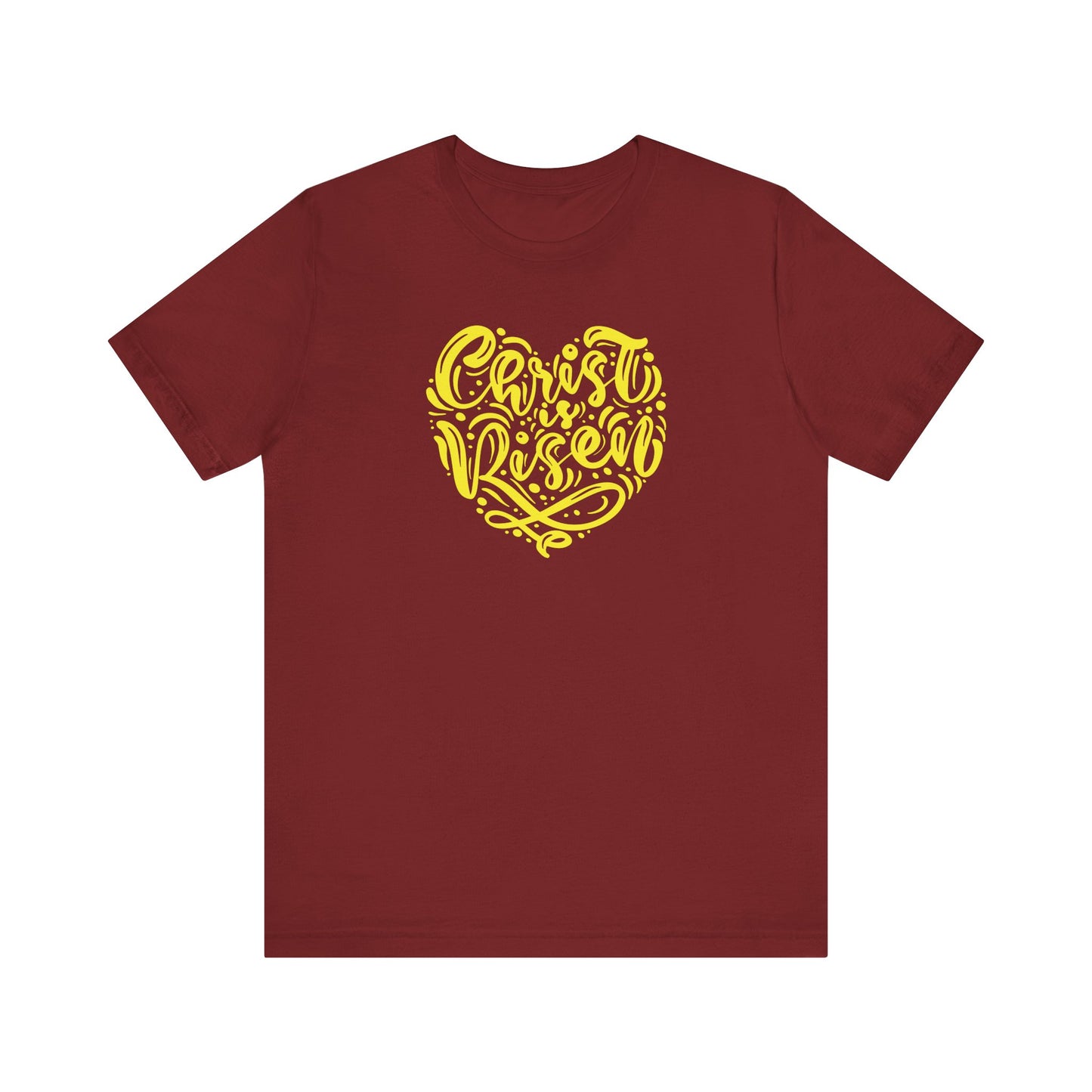 Christ is Risen Heart Shaped Yellow Print Unisex Jersey Short Sleeve Tee