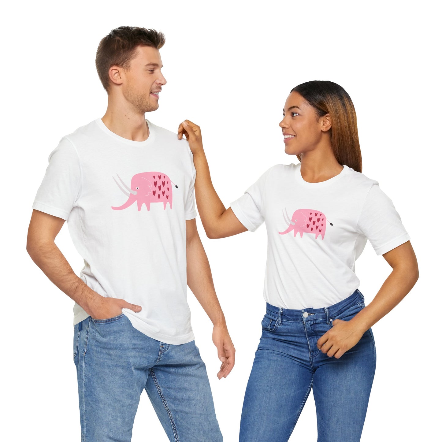 Adorable Elephant with Hearts Unisex Jersey Short Sleeve Tee