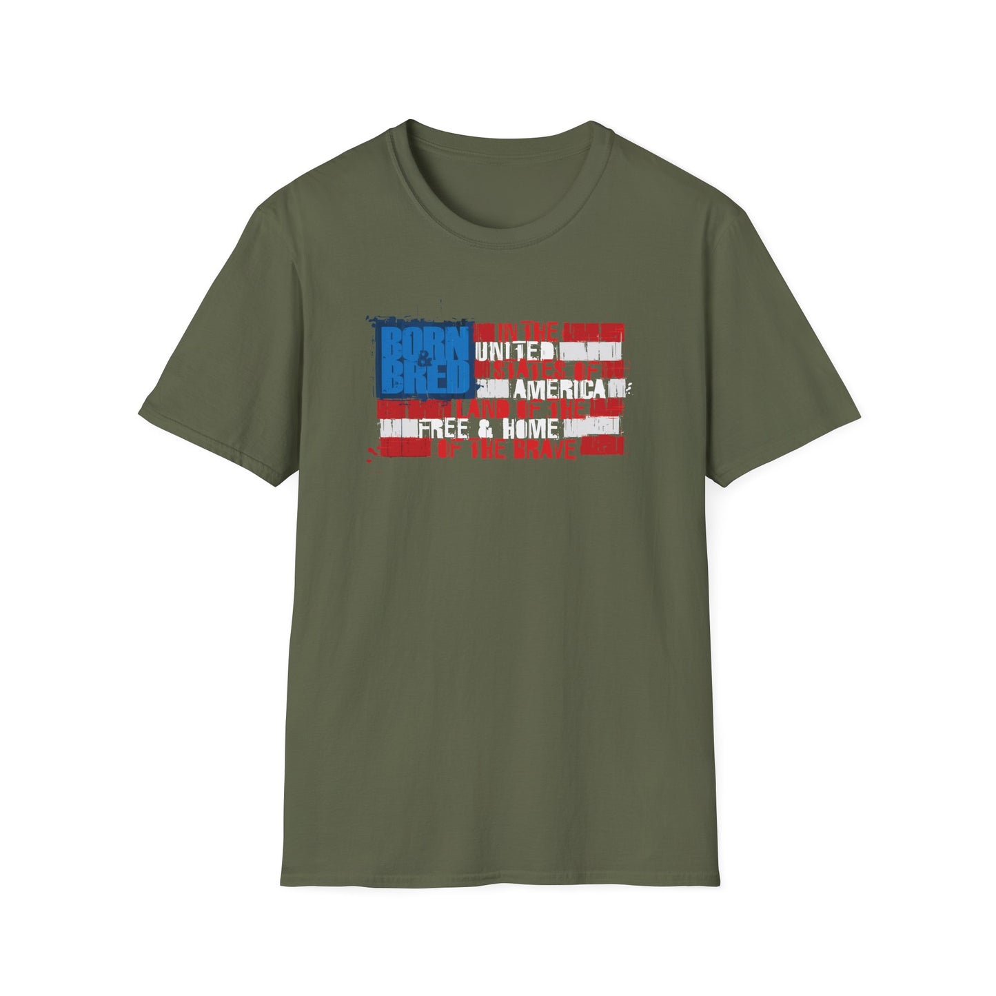 Born & Bred In The USA Unisex Softstyle T-Shirt