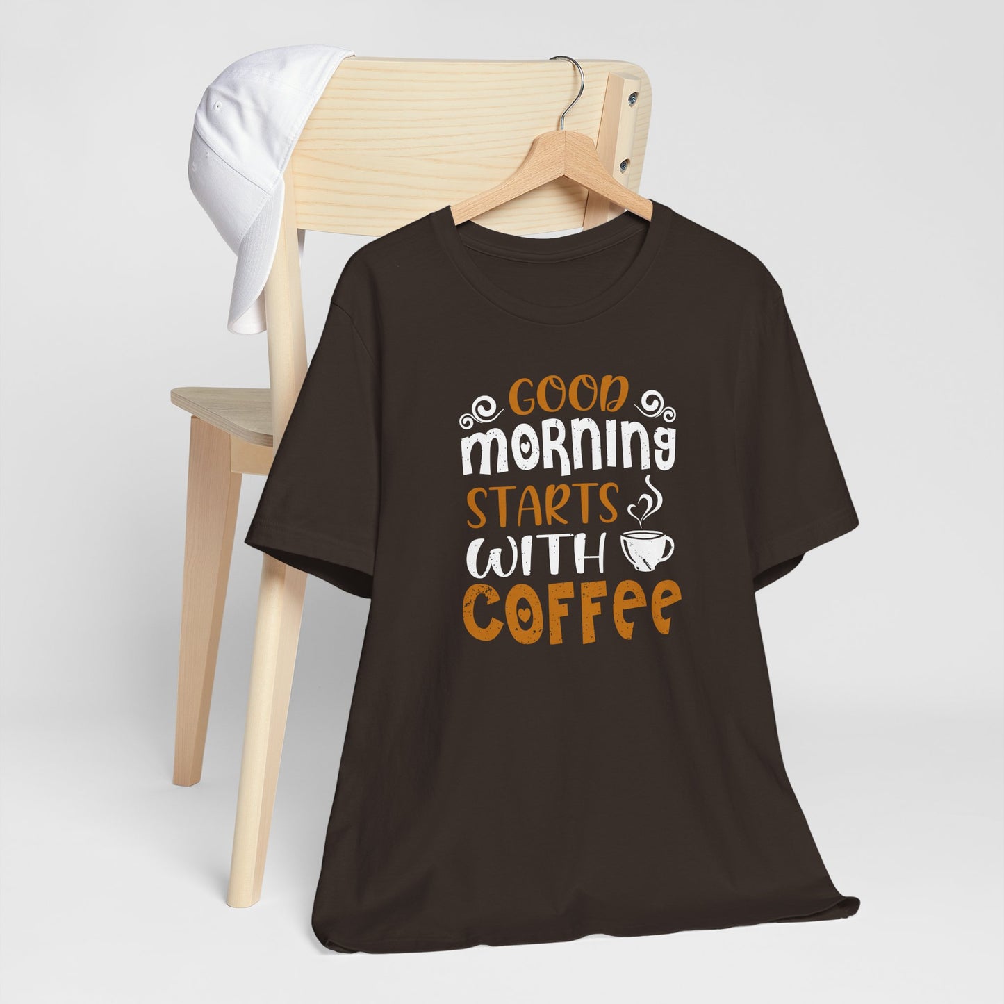 Good Morning Starts With Coffee Unisex Jersey Short Sleeve Tee