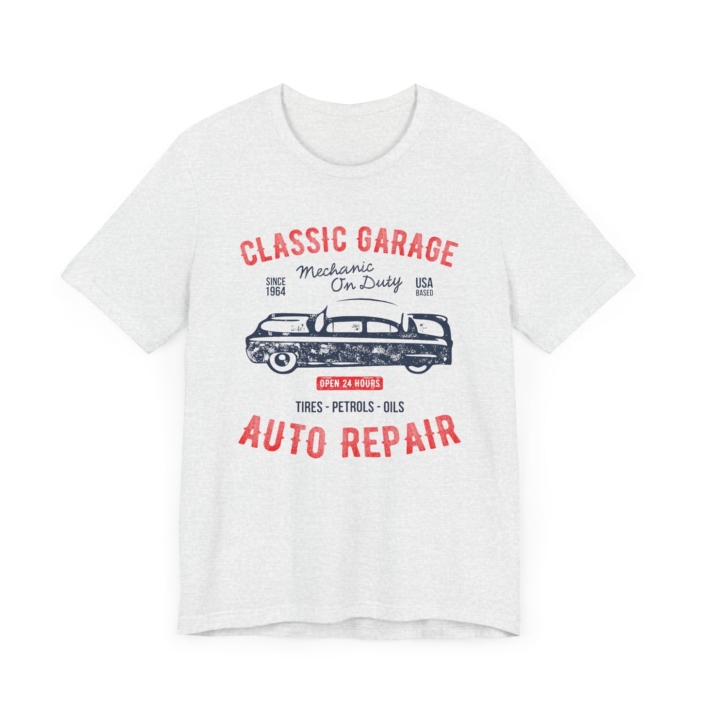 Unisex Jersey Short Sleeve Tee Classic Garage Auto Repair Red Print