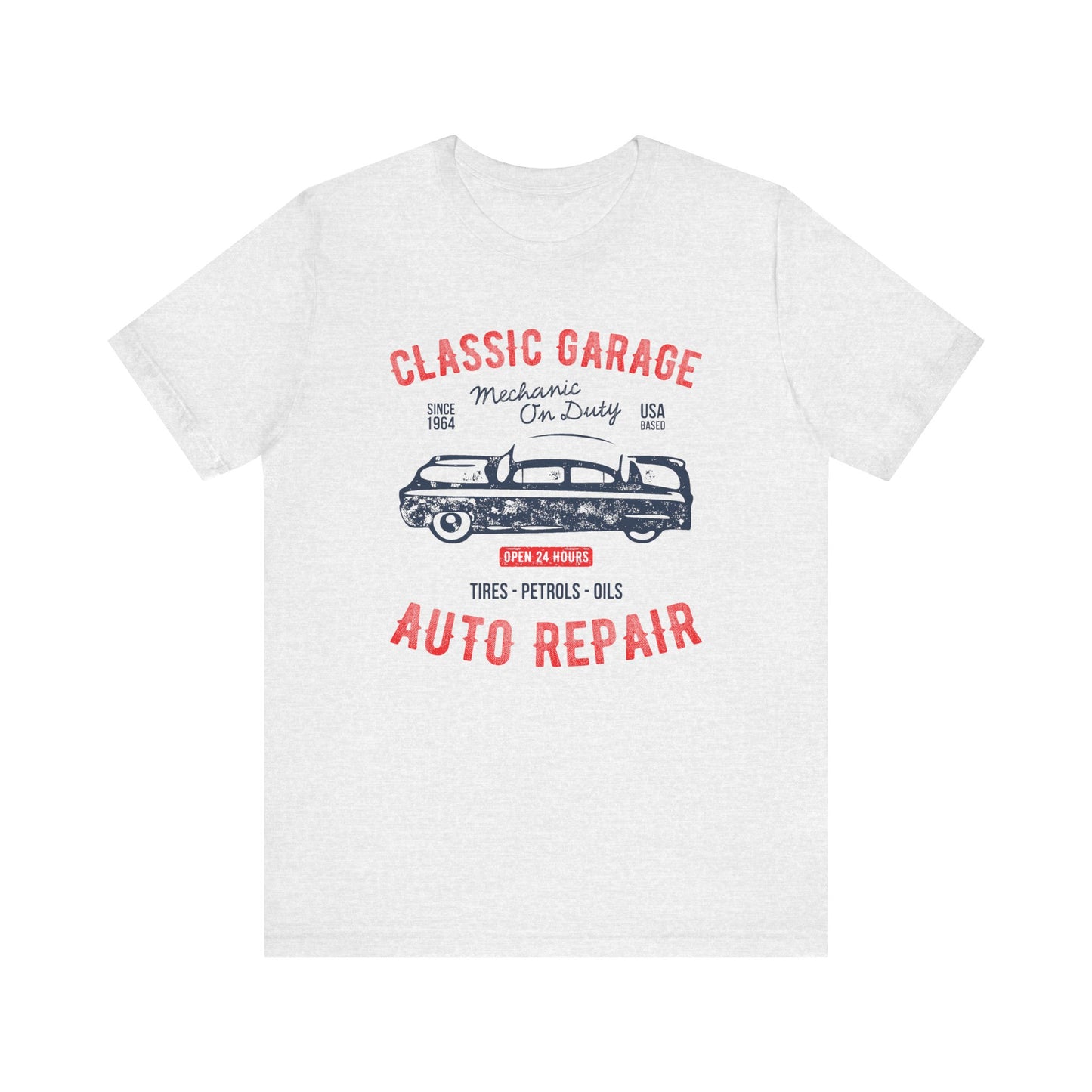 Unisex Jersey Short Sleeve Tee Classic Garage Auto Repair Red Print