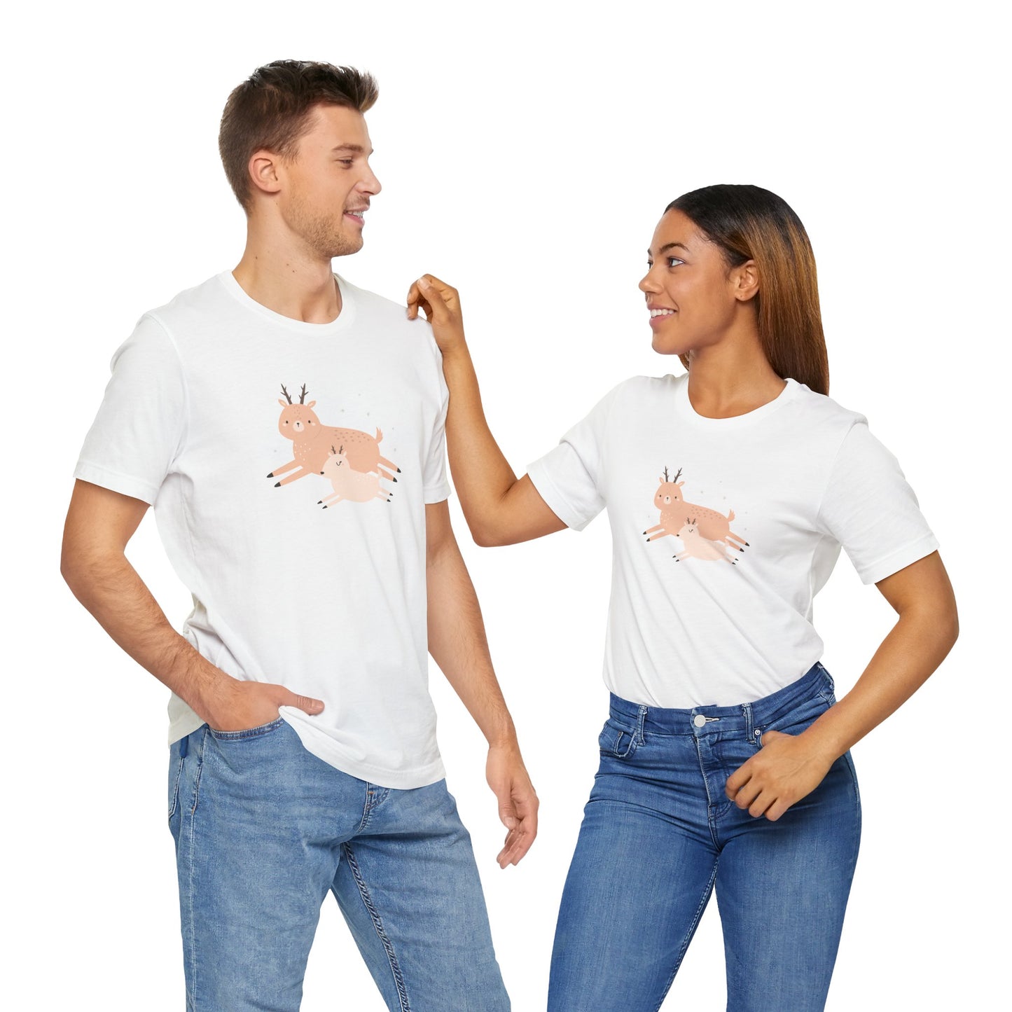 Springtime Love Supermom Reindeer & Baby Fawn Unisex Jersey Short Sleeve Tee