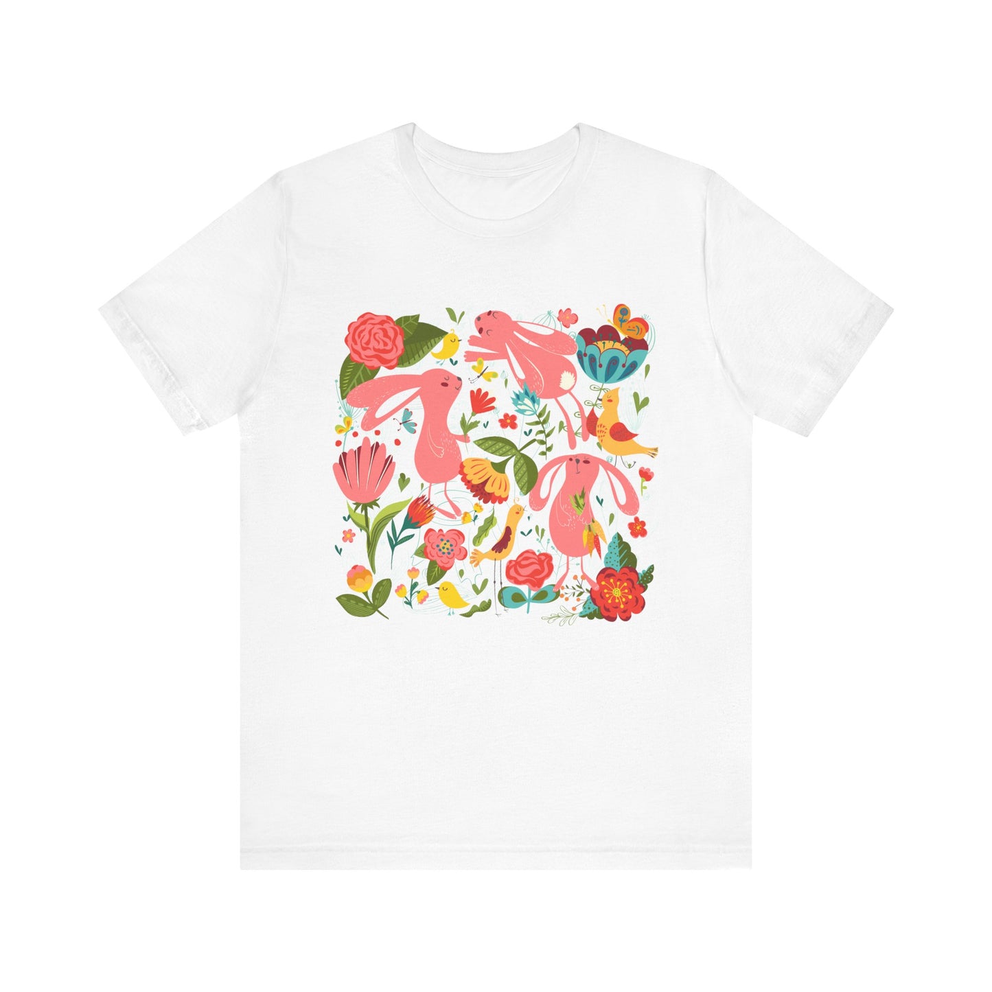 Bunny Bonanza Colorful Boho Easter Rabbit Trio Unisex Jersey Short Sleeve Tee