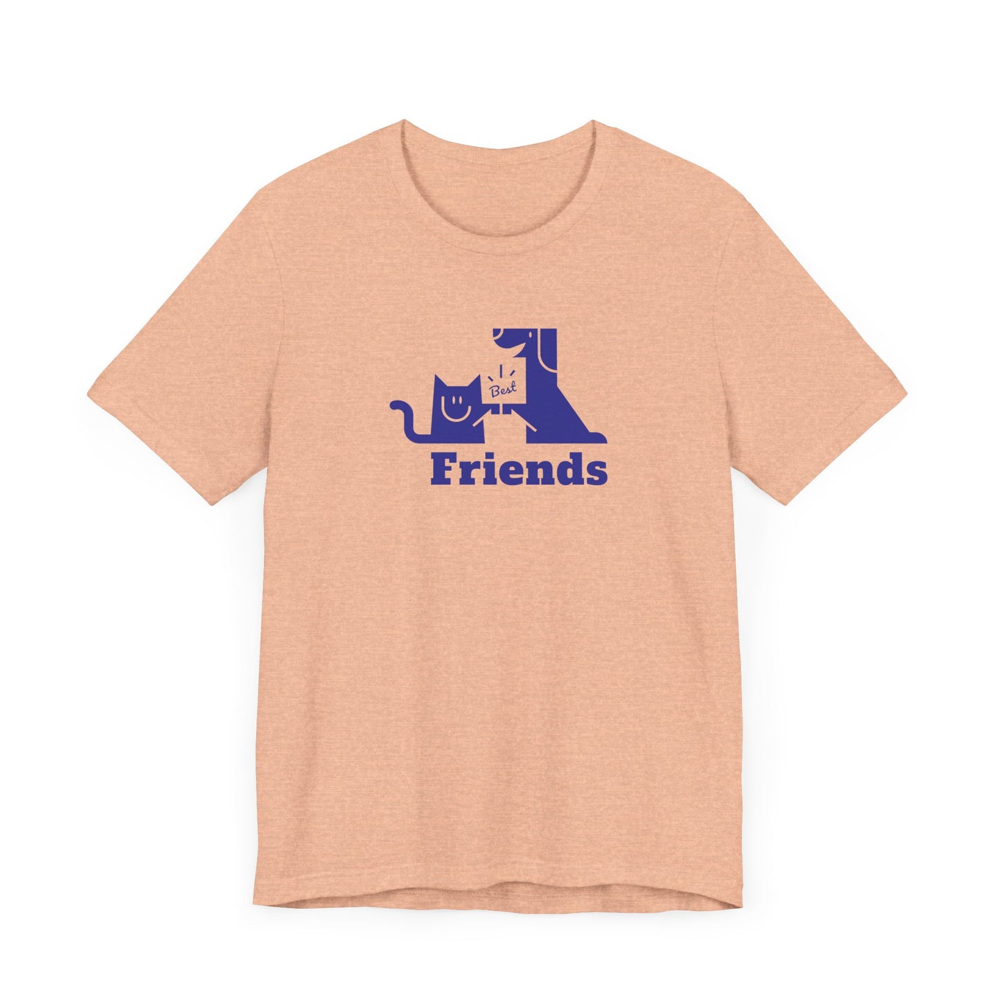 Cat & Dog Hi-5 Each Other Best Friends Navy Print Unisex Jersey Short Sleeve Tee