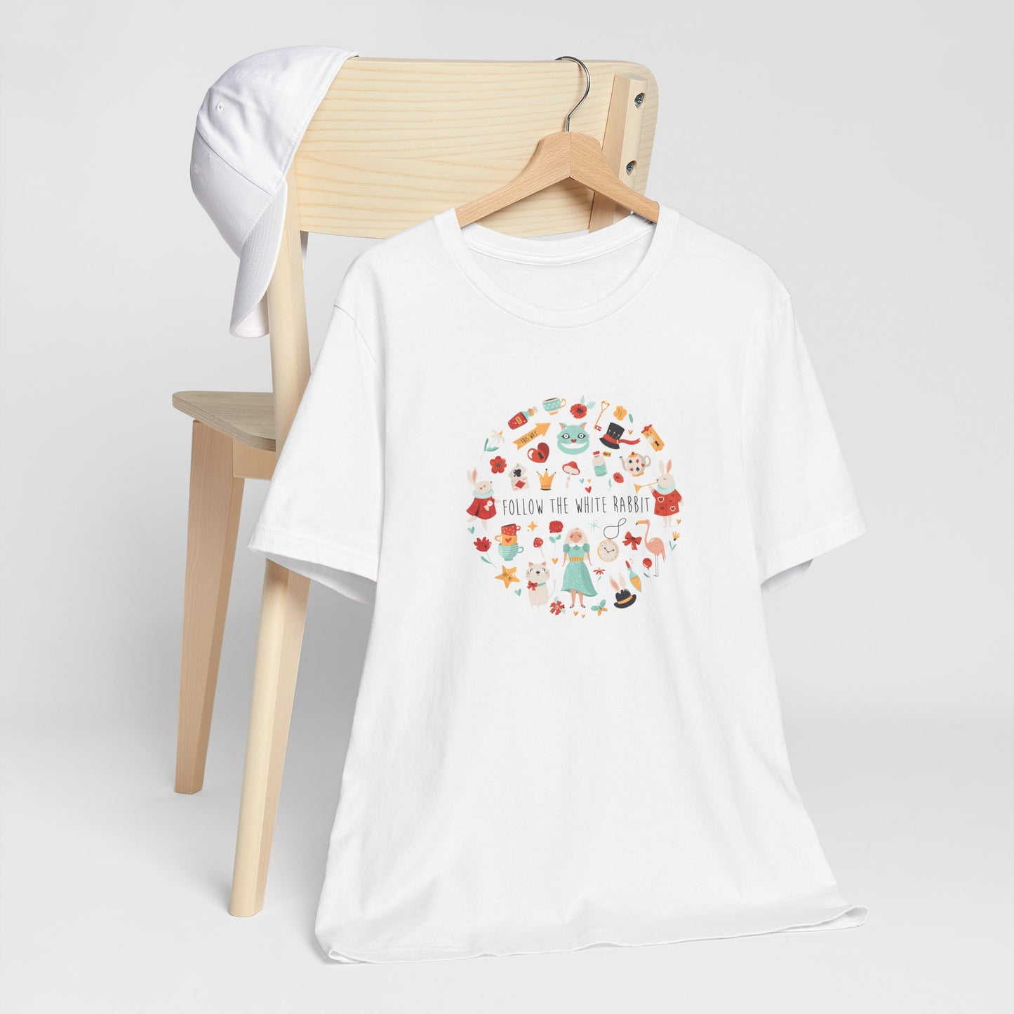 Follow The White Rabbit Alice In Wonderland Inspired Unisex Jersey Short Sleeve Tee