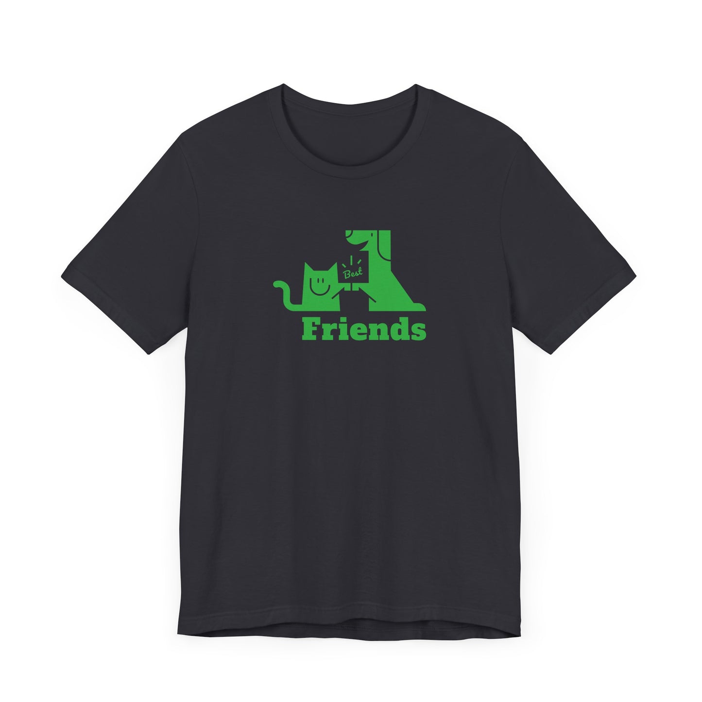 Cat & Dog Hi-5 Each Other Best Friends Green Print Unisex Jersey Short Sleeve Tee
