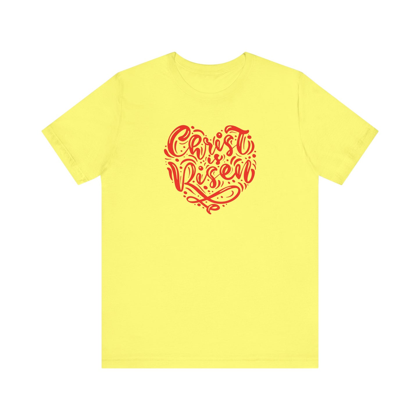 Christ is Risen Heart Shaped Red Print Unisex Jersey Short Sleeve Tee