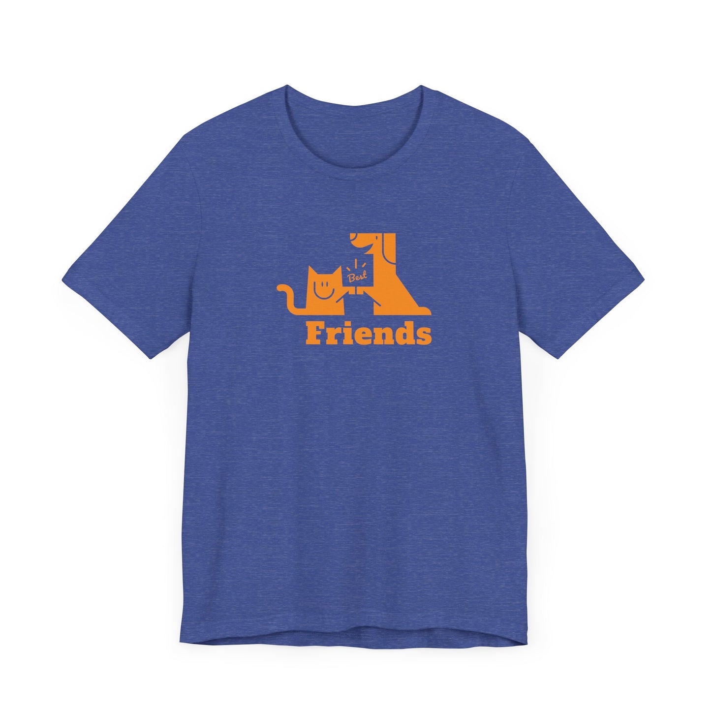 Cat & Dog Hi-5 Each Other Best Friends Orange Print Unisex Jersey Short Sleeve Tee
