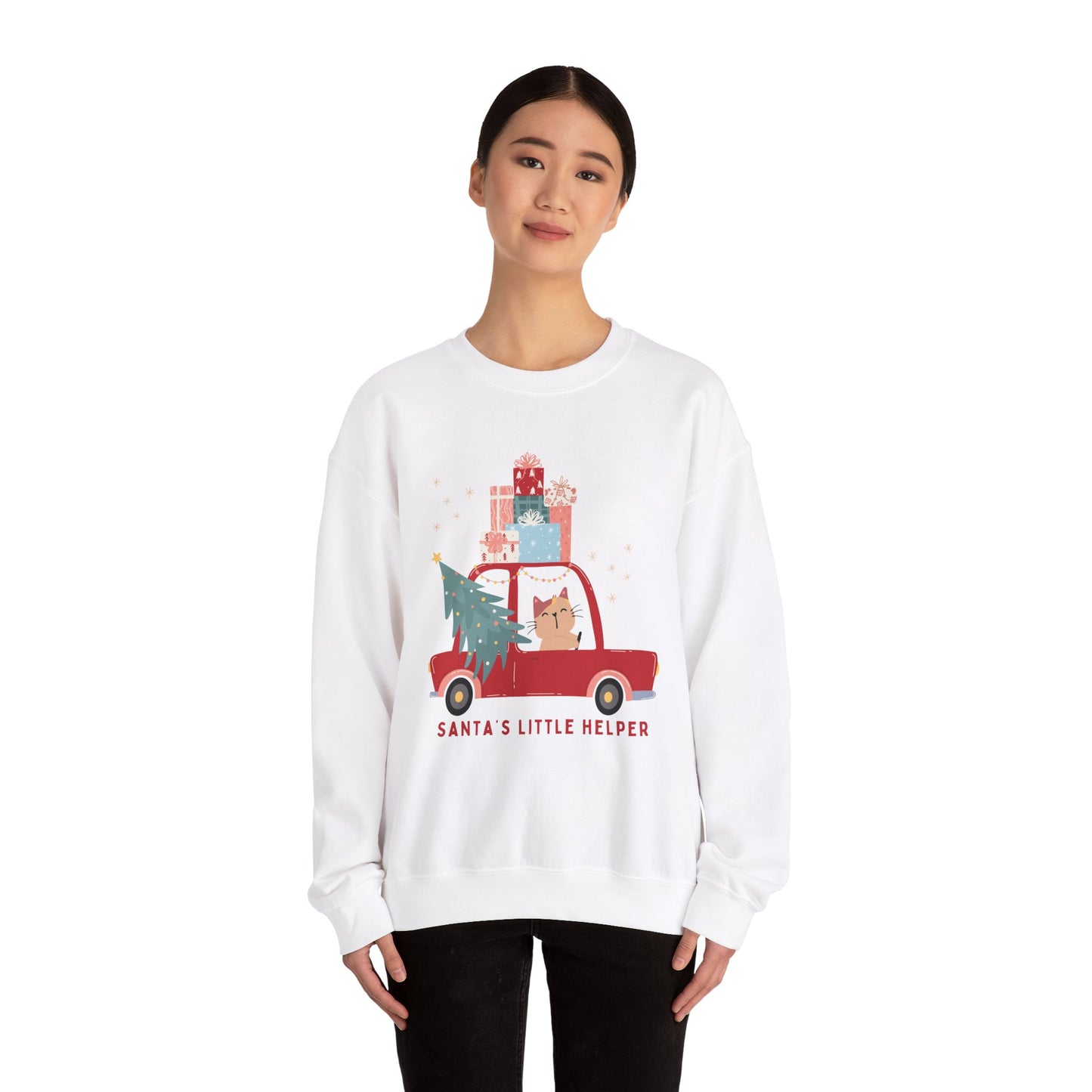 Santa's Little Helper Cat Driving πππ± Unisex Heavy Blend Crewneck Sweatshirt
