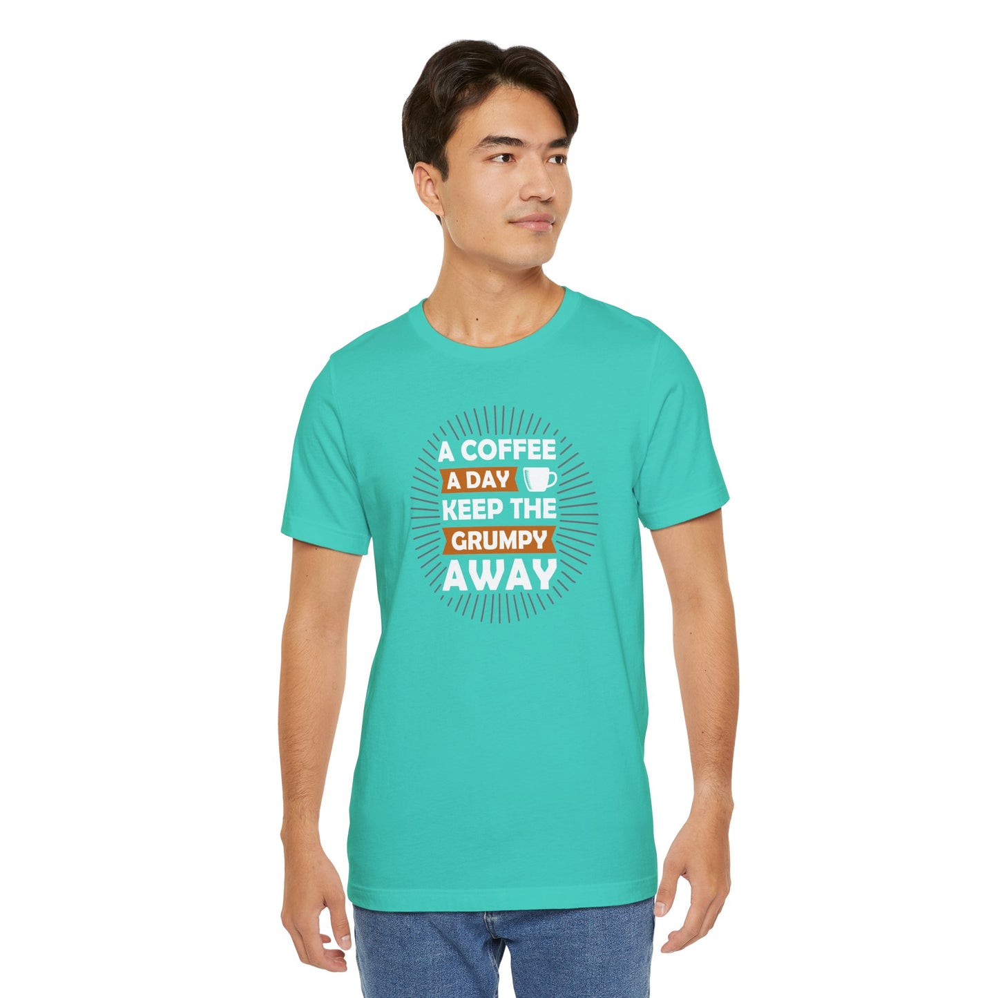 A Coffee A Day Keeps The Grumpy Away Unisex Jersey Short Sleeve Tee