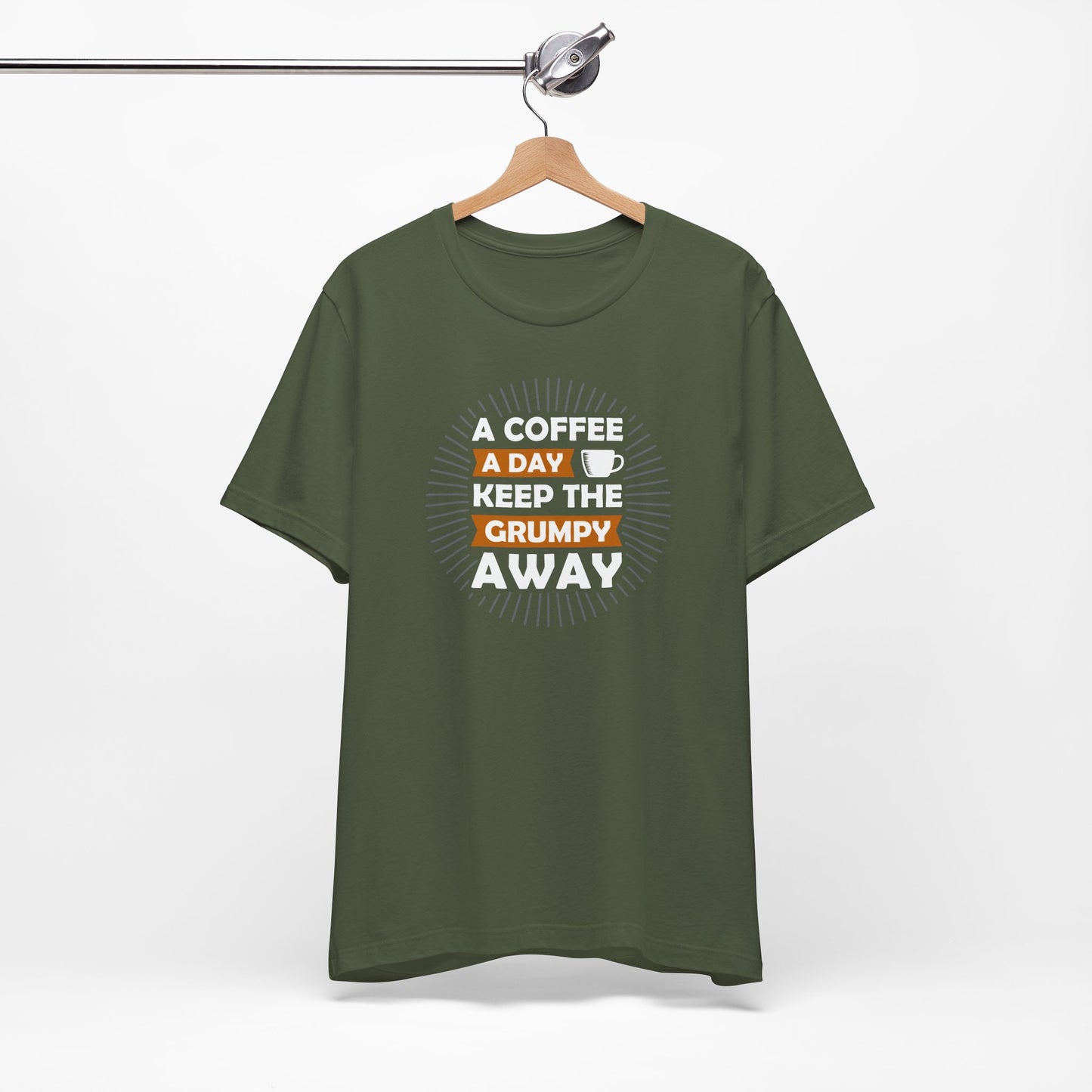A Coffee A Day Keeps The Grumpy Away Unisex Jersey Short Sleeve Tee