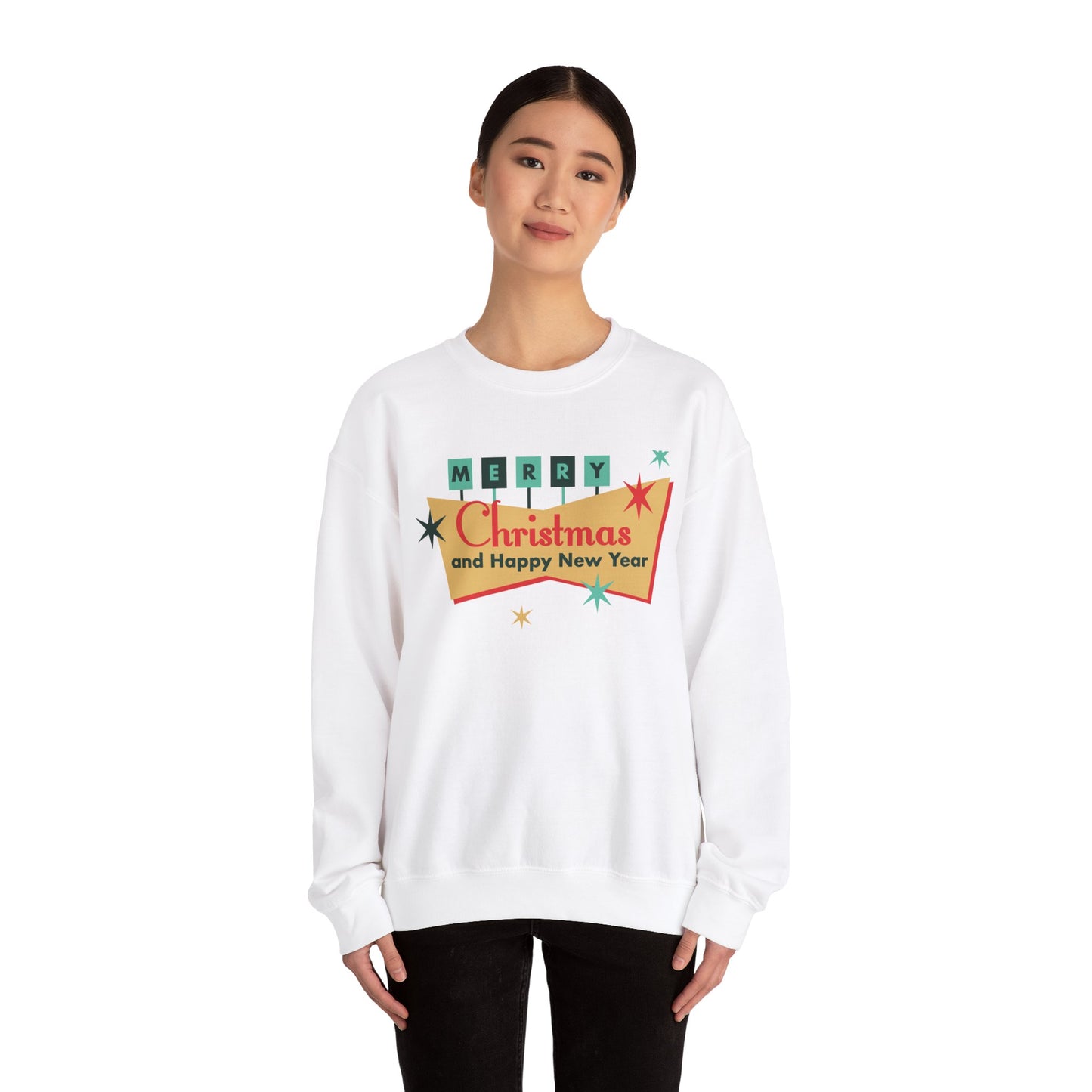 Unisex Heavy Blend Crewneck Sweatshirt Retro Merry Christmas & Happy New Year πβ¨